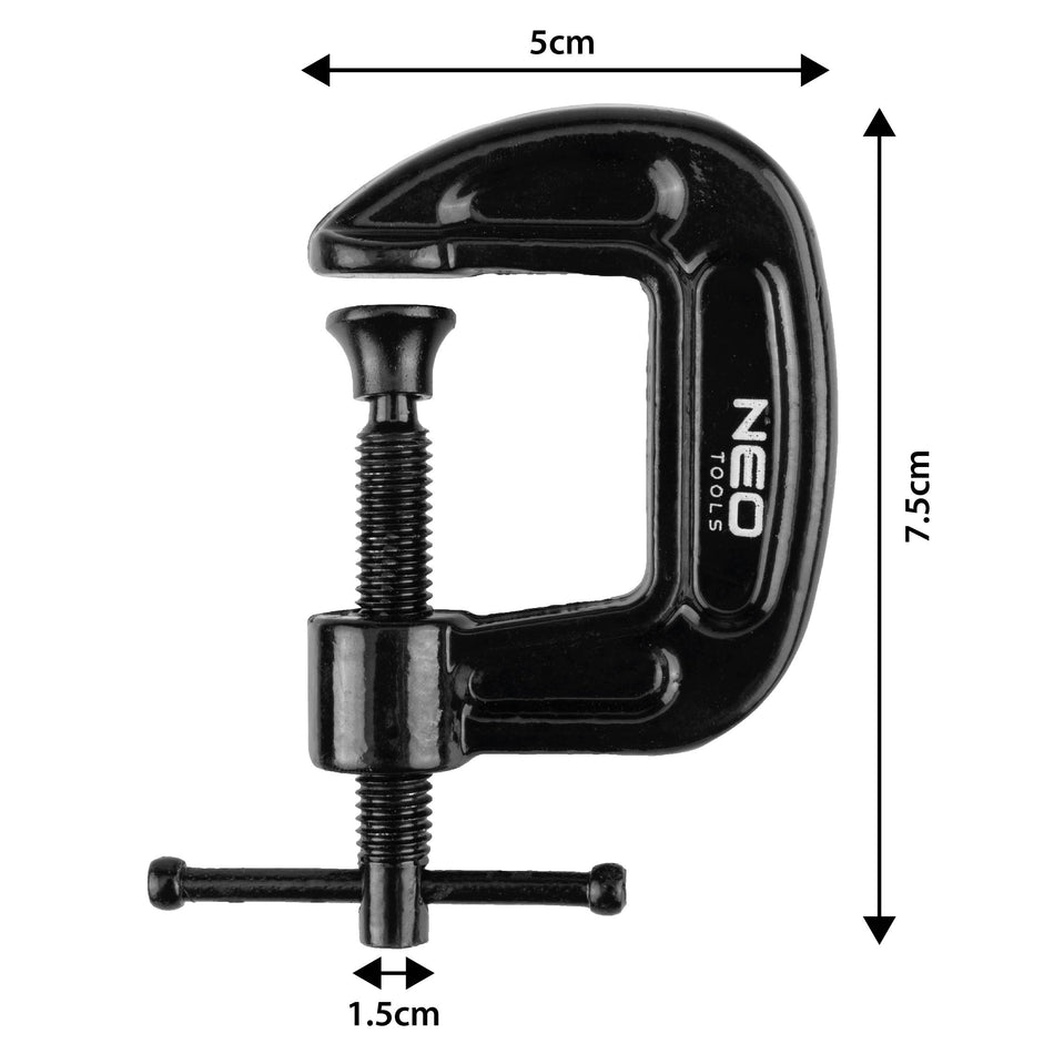 Tesárska svorka (skrutka), typ C (G), 25 mm (1"), liatina, hmotnosť 115 g od NEO TOOLS nájdeš na naravis.sk