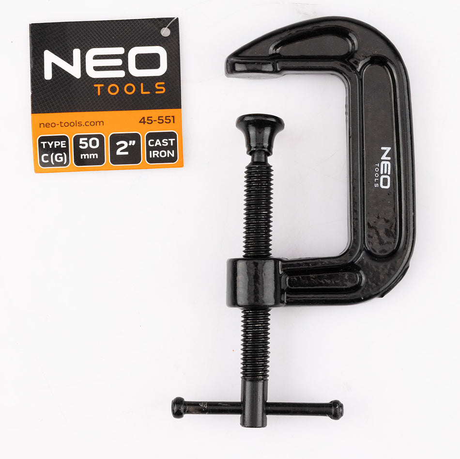 Tesárska svorka (skrutka), typ C (G), 50 mm (2"), liatina, hmotnosť 208 g. od NEO TOOLS nájdeš na naravis.sk