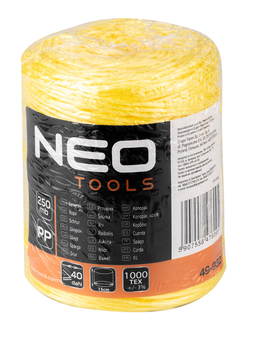 Polypropylénová šnúra 250 m od NEO TOOLS nájdeš na naravis.sk