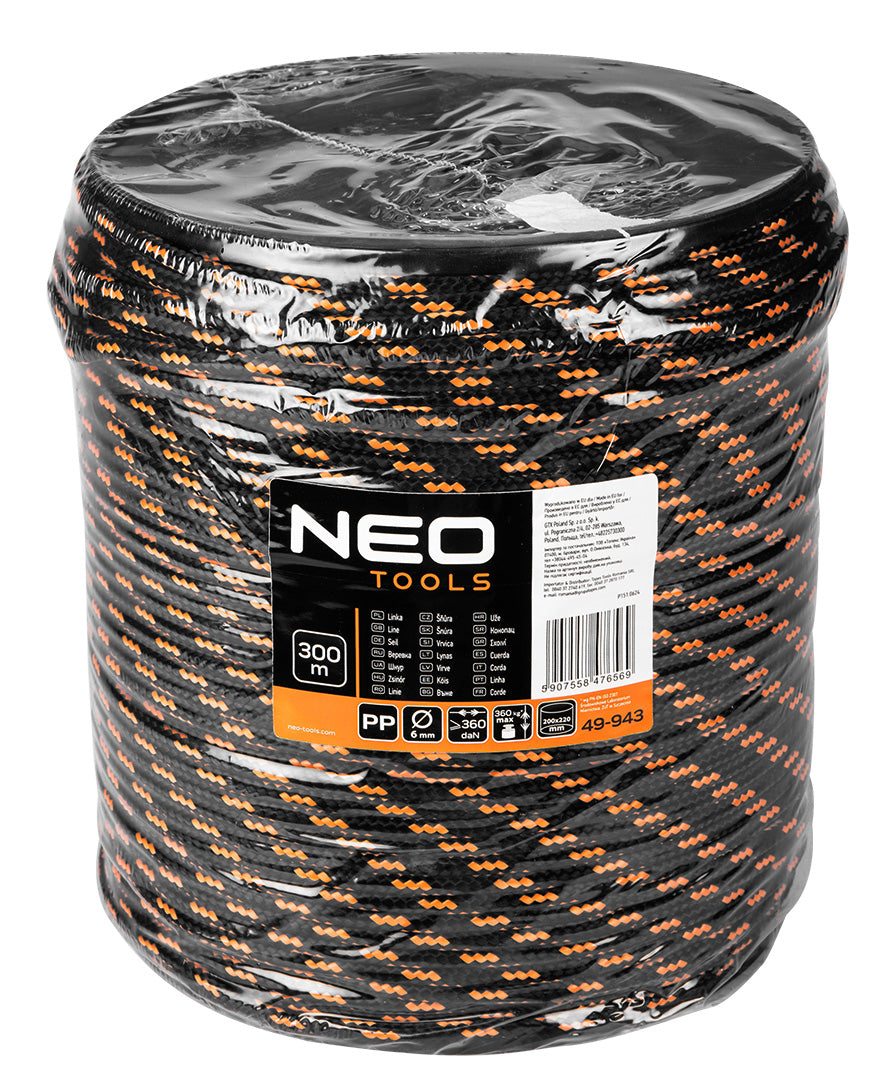 Opletená polypropylénová šnúra fi 6 300 m od NEO TOOLS nájdeš na naravis.sk