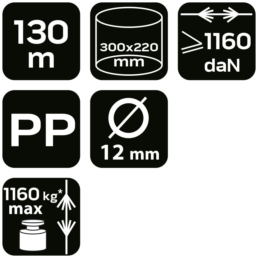 Opletená polypropylénová šnúra fi 12 130 m od NEO TOOLS nájdeš na naravis.sk