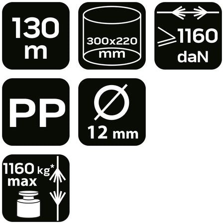 Opletená polypropylénová šnúra fi 12 130 m od NEO TOOLS nájdeš na naravis.sk