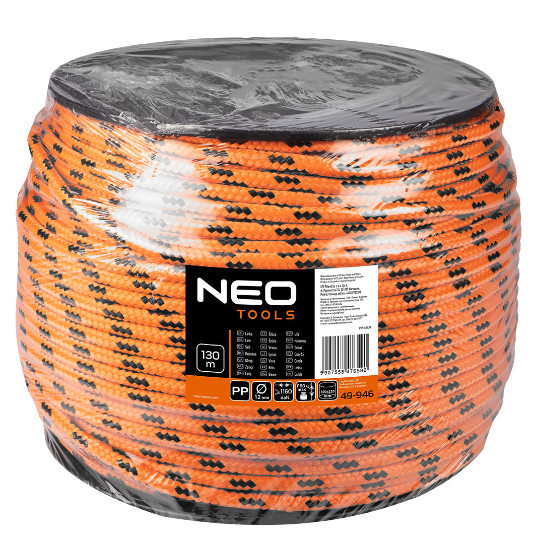 Opletená polypropylénová šnúra fi 12 130 m od NEO TOOLS nájdeš na naravis.sk