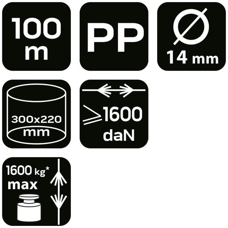 Opletená polypropylénová šnúra fi 14 100 m od NEO TOOLS nájdeš na naravis.sk