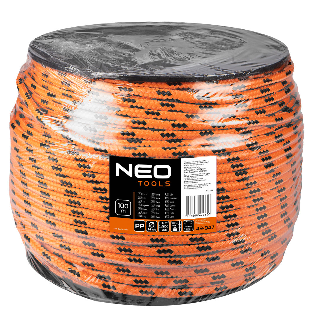 Opletená polypropylénová šnúra fi 14 100 m od NEO TOOLS nájdeš na naravis.sk