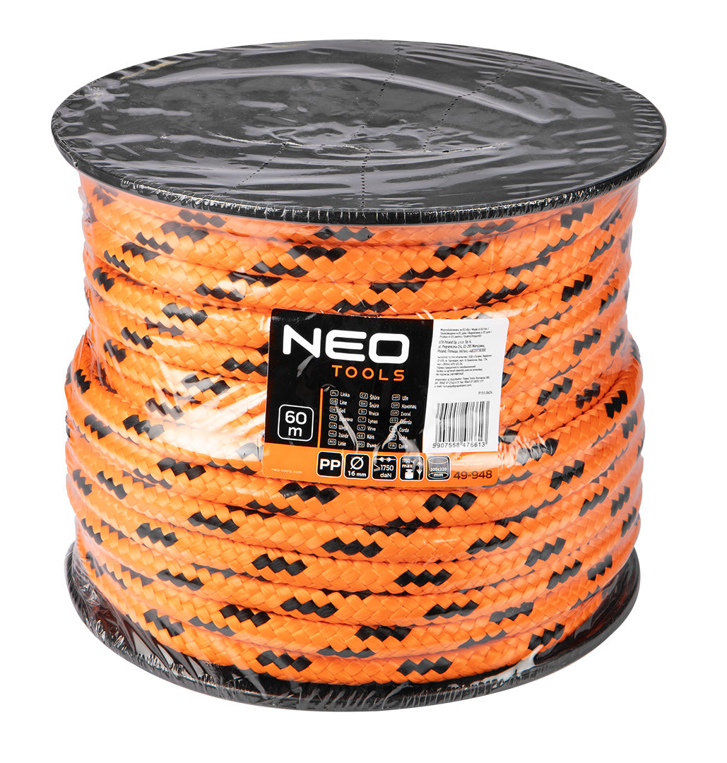 Opletená polypropylénová šnúra fi 16 60 m od NEO TOOLS nájdeš na naravis.sk