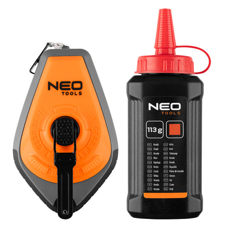 Vyznačovacia šnúra 3:1, plastové puzdro + červená krieda od NEO TOOLS nájdeš na naravis.sk