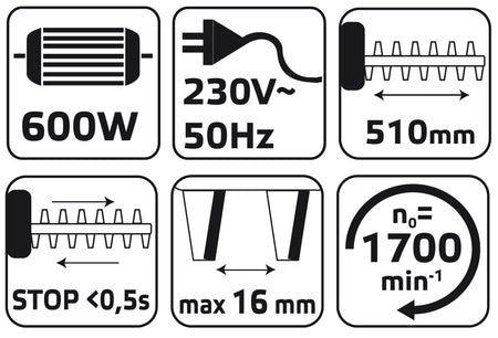 Nožnice na živé ploty 600W, rezný rozsah 450 mm od VERTO nájdeš na naravis.sk