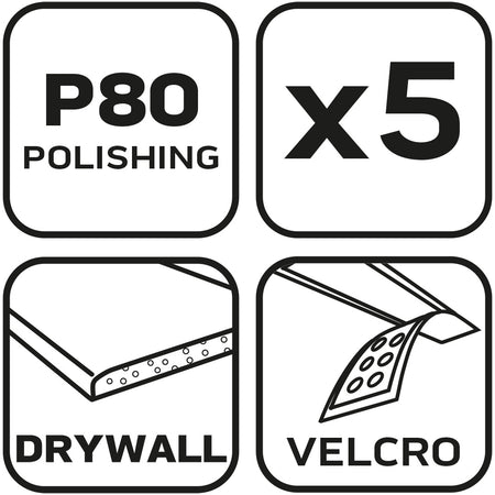 Brúsny papier so suchým zipsom 225 mm, K80, 5 ks, so 6 otvormi pre brúsku 59G264, 59G265 od NEO TOOLS nájdeš na naravis.sk