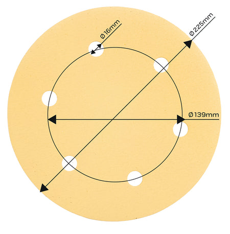 Brúsny papier so suchým zipsom 225 mm, K180, 5 ks, s 6 otvormi pre brúsku 59G264, 59G265 od GRAPHITE nájdeš na naravis.sk