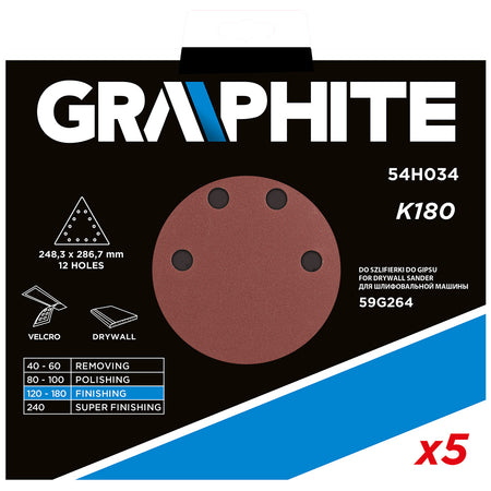 Brúsny papier na suchý zips K180, trojuholníkový s 12 otvormi, 5ks pre brúsku 59G264 od GRAPHITE nájdeš na naravis.sk
