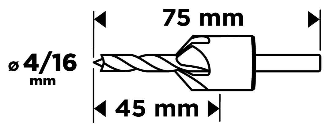 Vrták na skosenie dreva 4 mm/16 mm od GRAPHITE nájdeš na naravis.sk