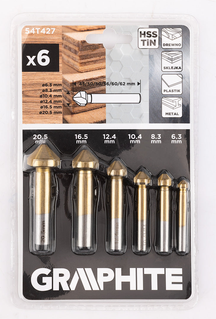TiN skosené záhlbníky, 6,3-20,5 mm, sada 6 ks. od GRAPHITE nájdeš na naravis.sk