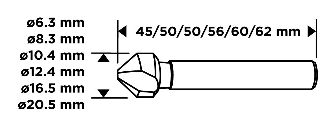 TiN skosené záhlbníky, 6,3-20,5 mm, sada 6 ks. od GRAPHITE nájdeš na naravis.sk