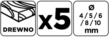 Sada vrtákov do dreva: 4, 5, 6, 8, 10 mm, 5 kusov od GRAPHITE nájdeš na naravis.sk