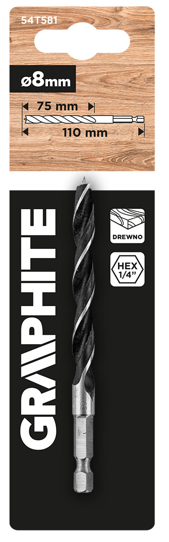 Vrták do dreva Hex 8,0 mm od GRAPHITE nájdeš na naravis.sk
