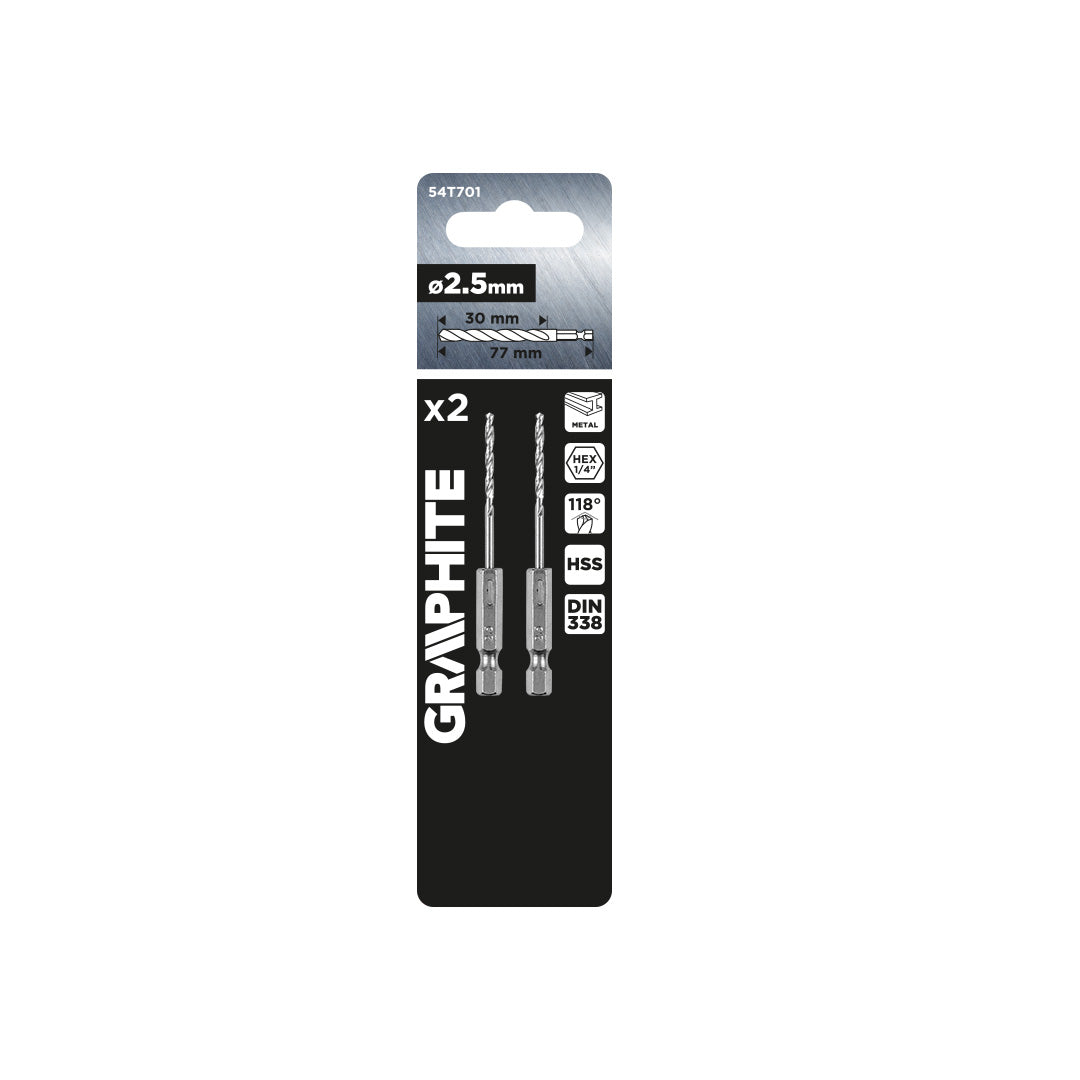 Šesťhranný vrták do kovu 2,5 mm, 2 ks. od GRAPHITE nájdeš na naravis.sk