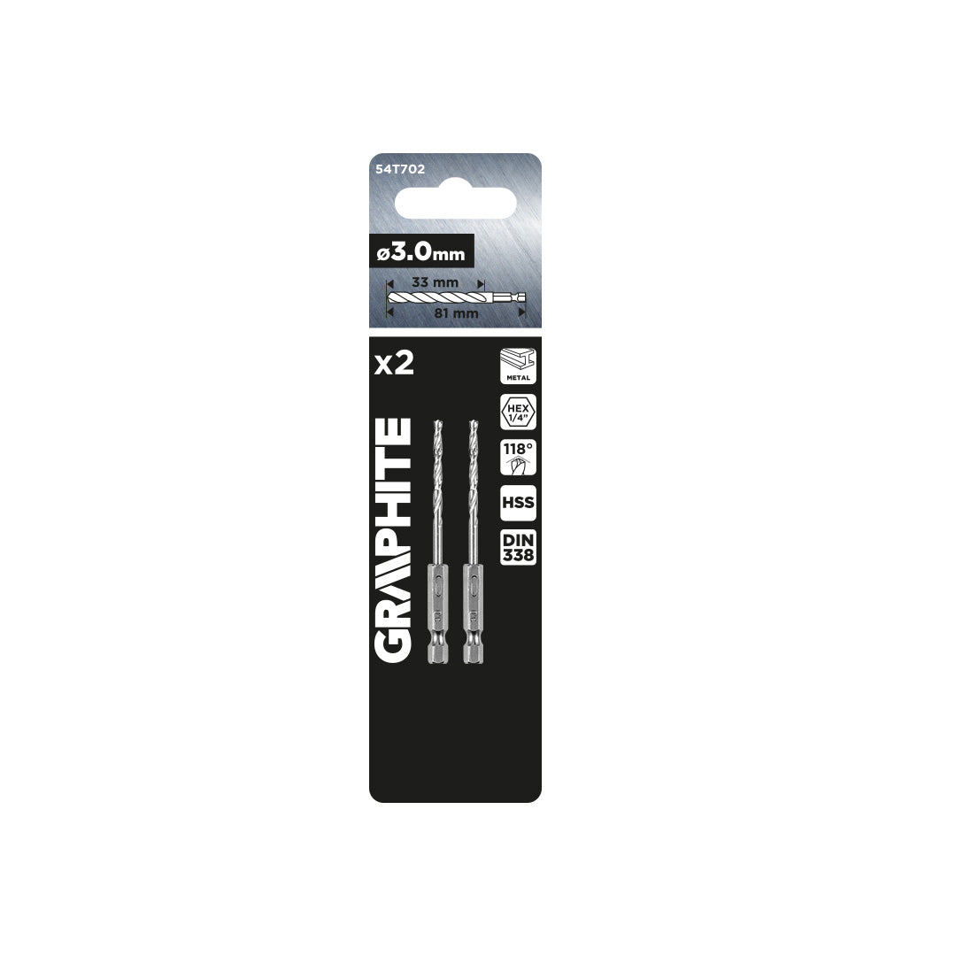 Šesťhranný vrták do kovu 3,0 mm, 2 ks. od GRAPHITE nájdeš na naravis.sk
