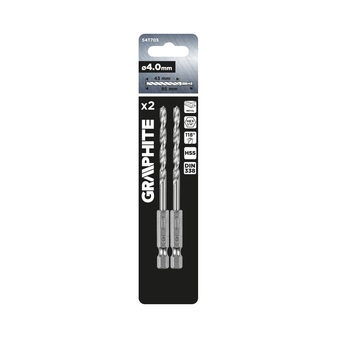 Šesťhranný vrták do kovu 4,0 mm, 2 ks. od GRAPHITE nájdeš na naravis.sk
