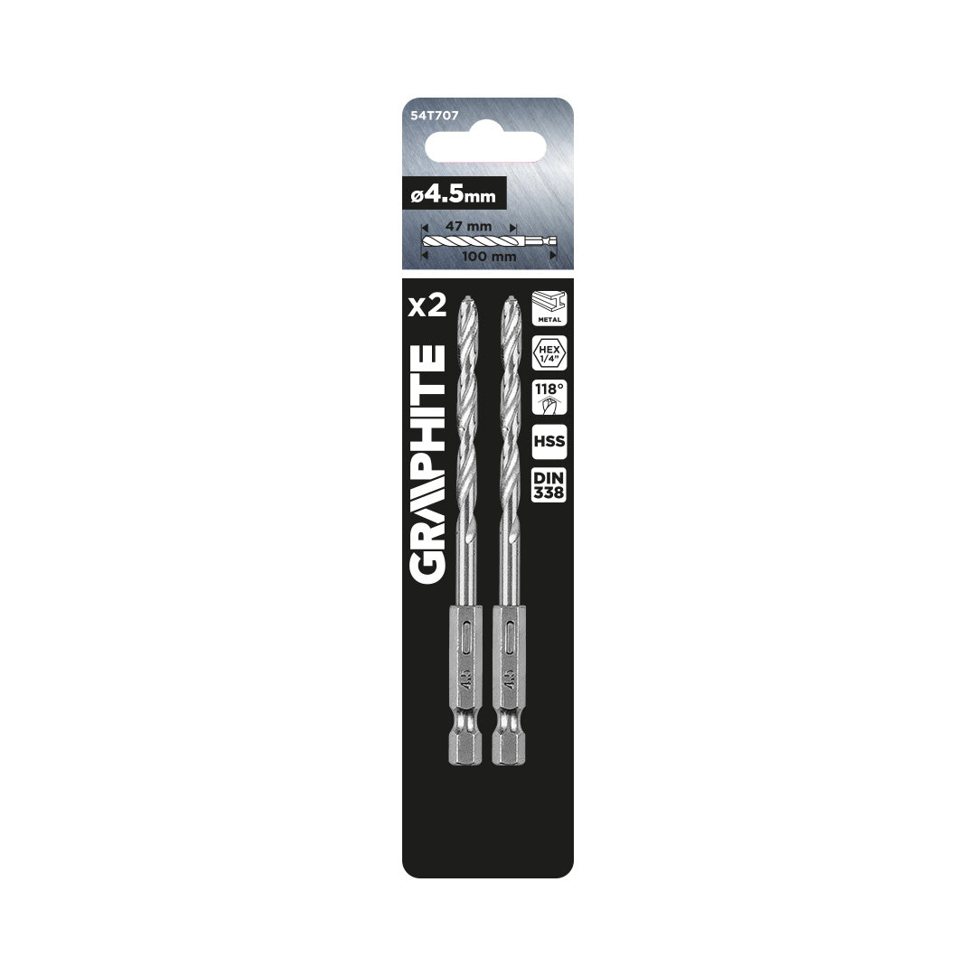 Šesťhranný vrták do kovu 4,5 mm, 2 ks. od GRAPHITE nájdeš na naravis.sk