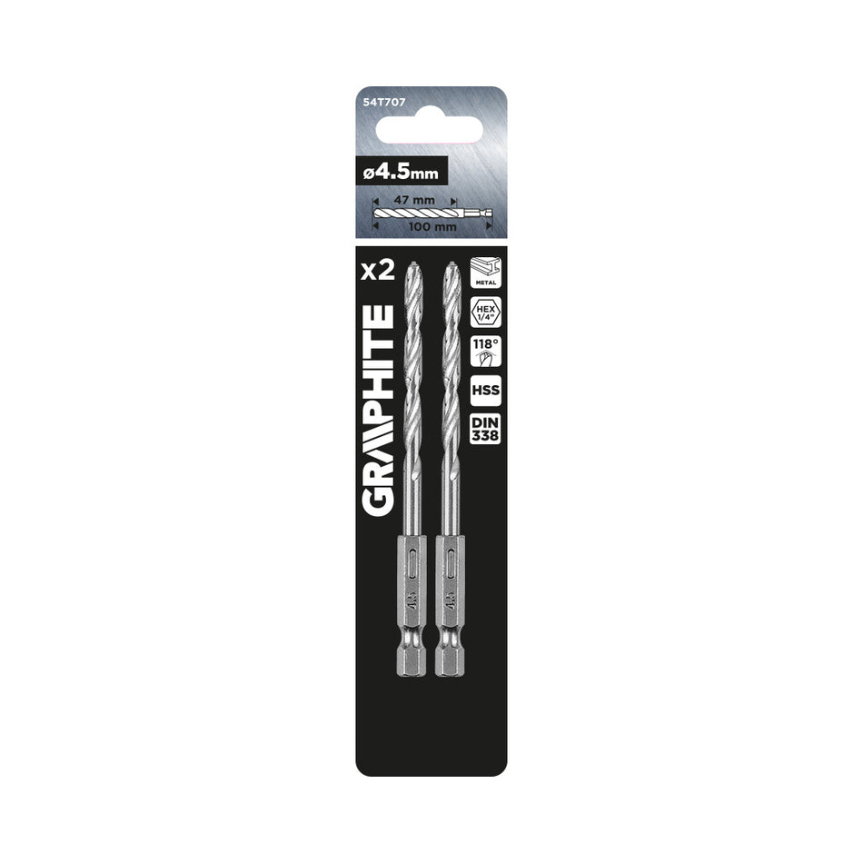Šesťhranný vrták do kovu 4,5 mm, 2 ks. od GRAPHITE nájdeš na naravis.sk
