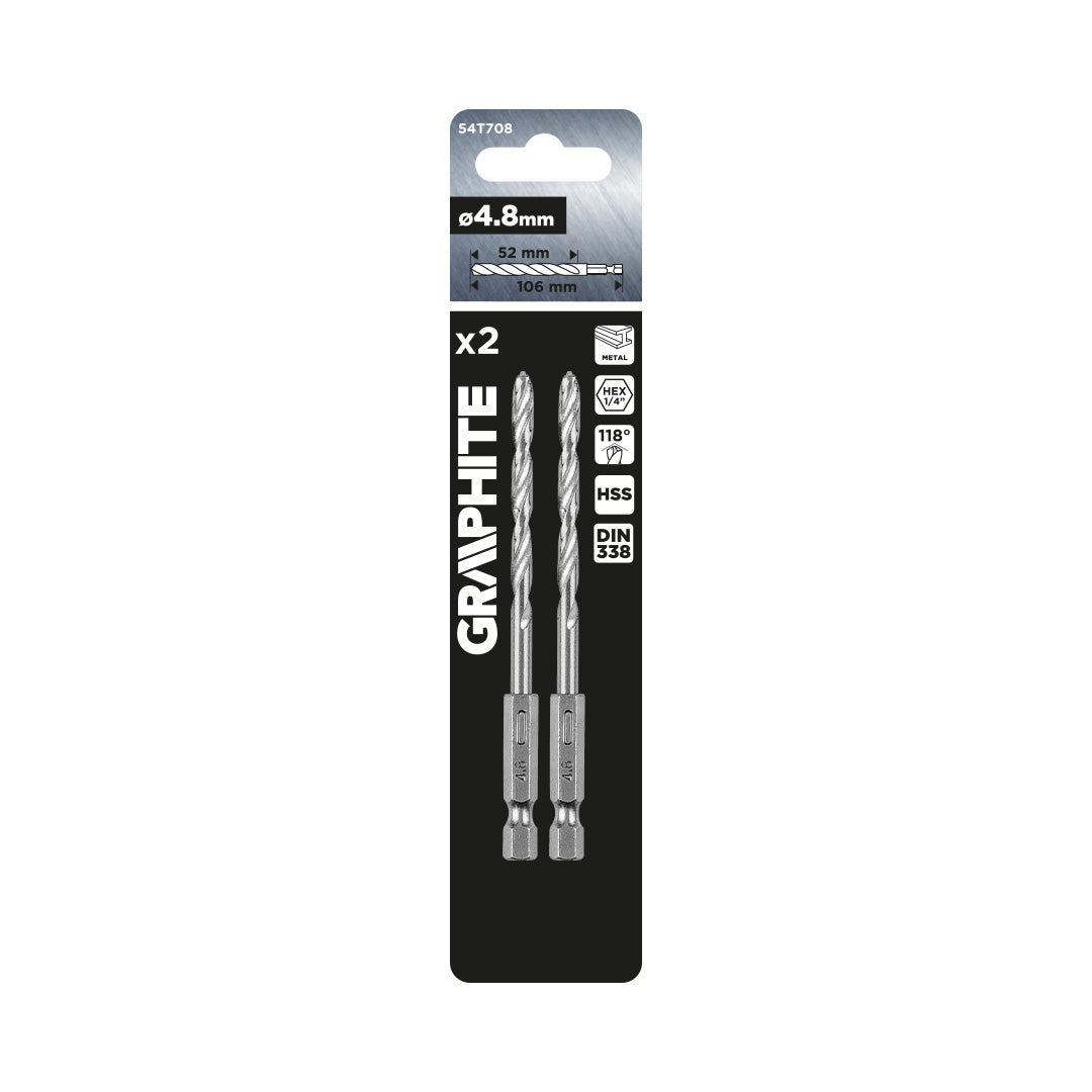 Šesťhranný vrták do kovu 4,8 mm, 2 ks. od GRAPHITE nájdeš na naravis.sk
