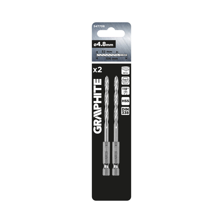 Šesťhranný vrták do kovu 4,8 mm, 2 ks. od GRAPHITE nájdeš na naravis.sk