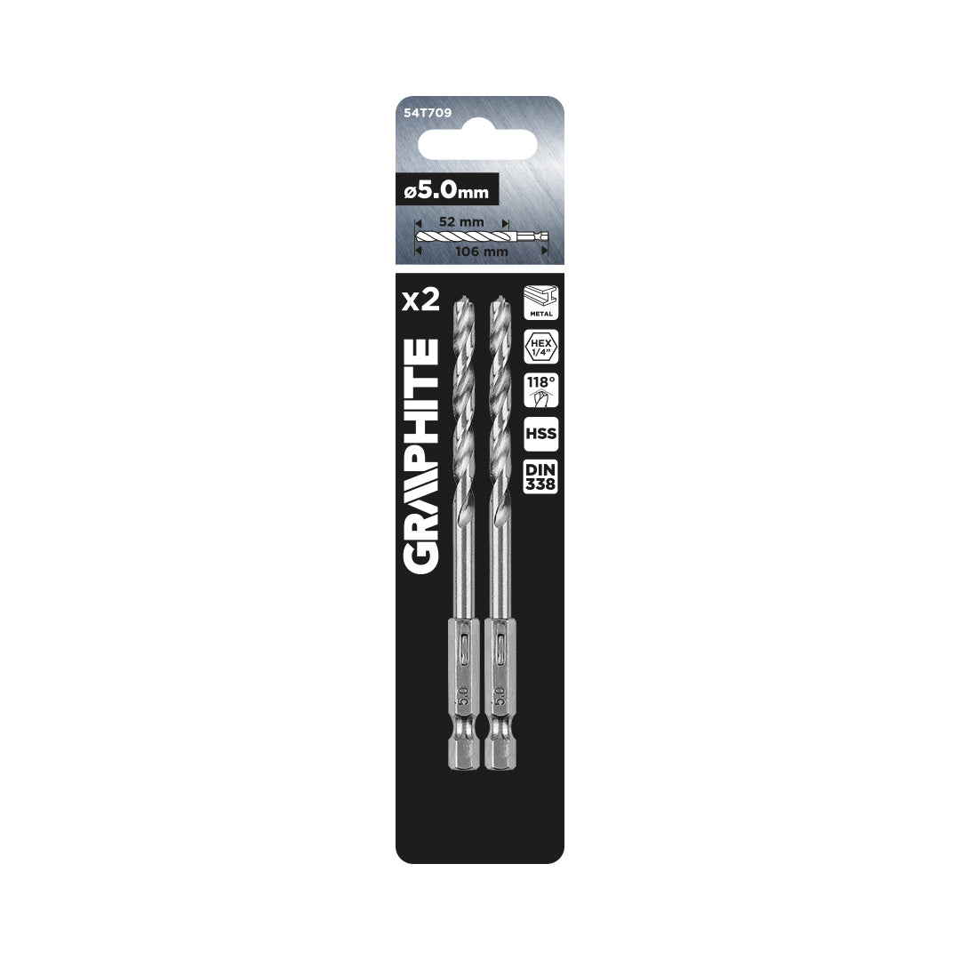 Šesťhranný vrták do kovu 5,0 mm, 2 ks. od GRAPHITE nájdeš na naravis.sk
