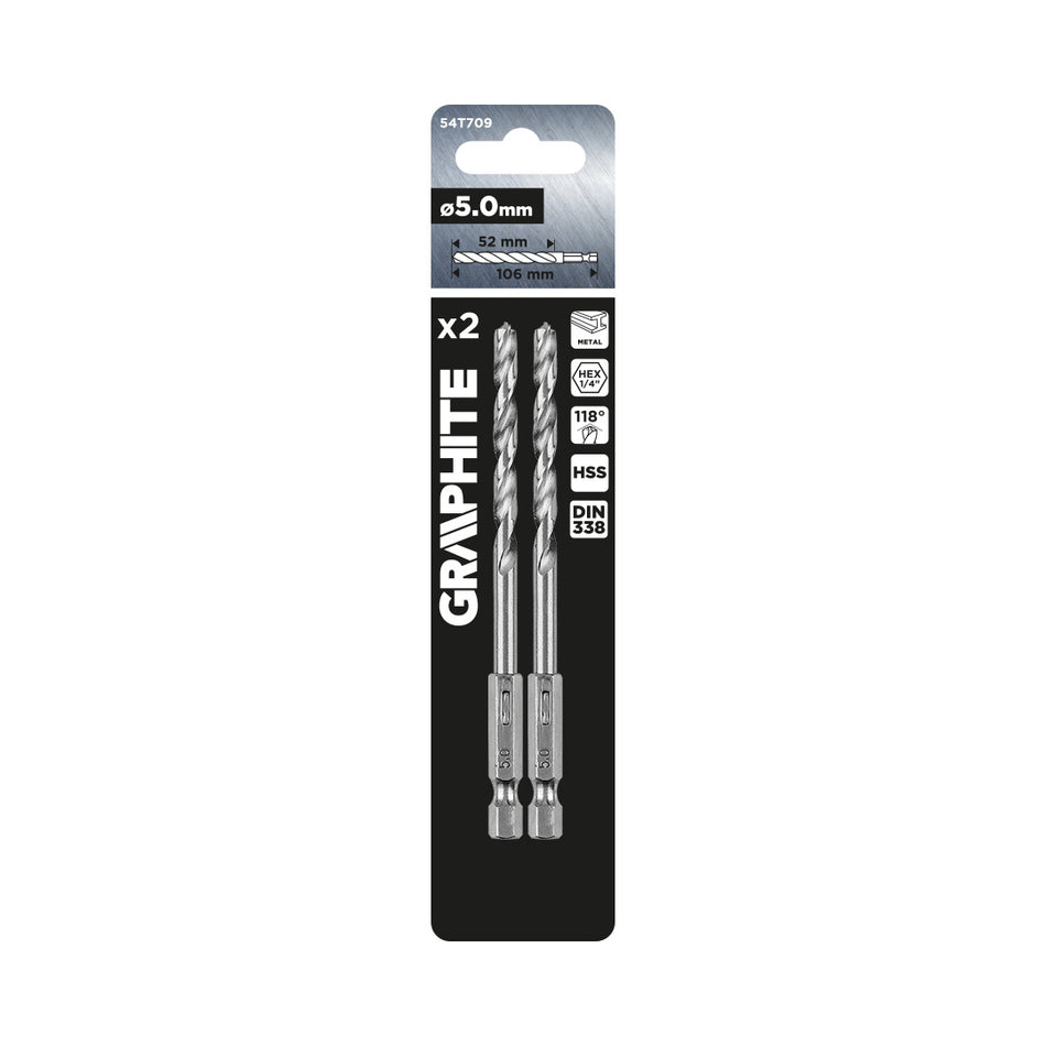 Šesťhranný vrták do kovu 5,0 mm, 2 ks. od GRAPHITE nájdeš na naravis.sk