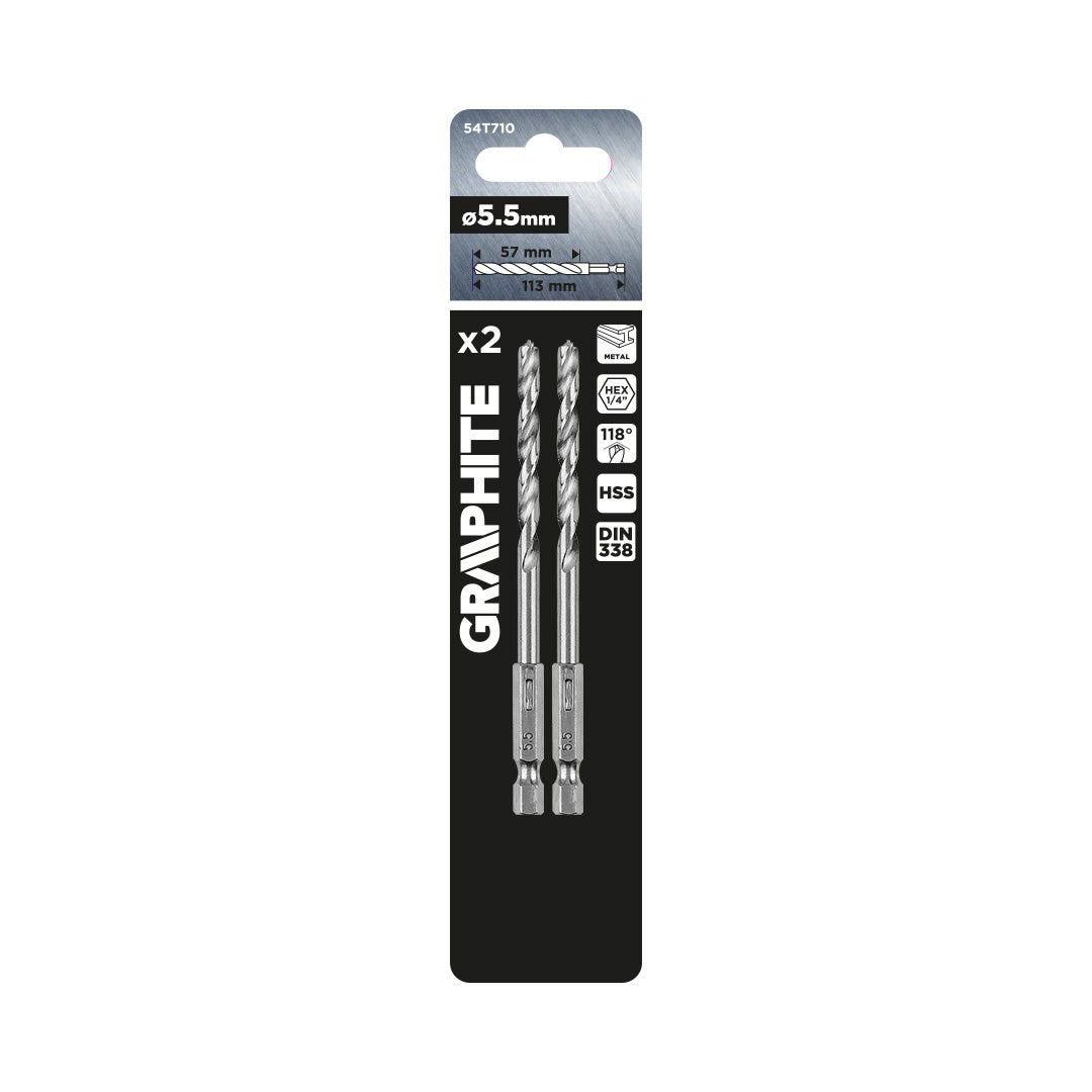 Šesťhranný vrták do kovu 5,5 mm, 2 ks. od GRAPHITE nájdeš na naravis.sk