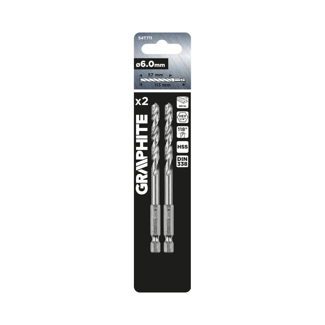 Šesťhranný vrták do kovu 6,0 mm, 2 ks. od GRAPHITE nájdeš na naravis.sk