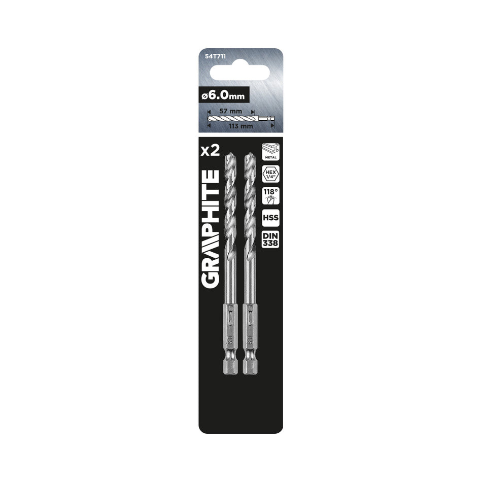 Šesťhranný vrták do kovu 6,0 mm, 2 ks. od GRAPHITE nájdeš na naravis.sk
