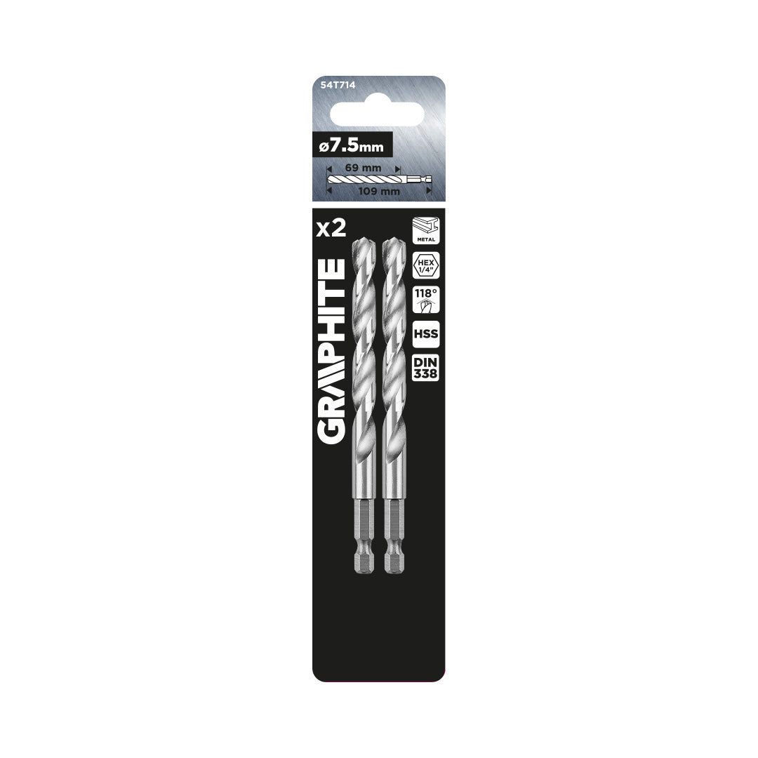 Šesťhranný vrták do kovu 7,5 mm, 2 ks. od GRAPHITE nájdeš na naravis.sk