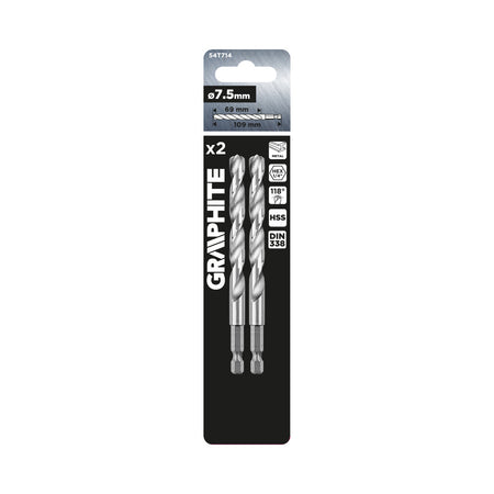 Šesťhranný vrták do kovu 7,5 mm, 2 ks. od GRAPHITE nájdeš na naravis.sk
