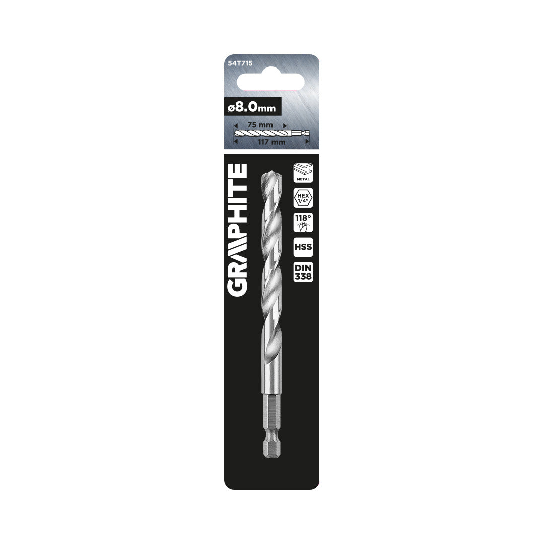 Vrták do kovu Hex 8,0 mm od GRAPHITE nájdeš na naravis.sk