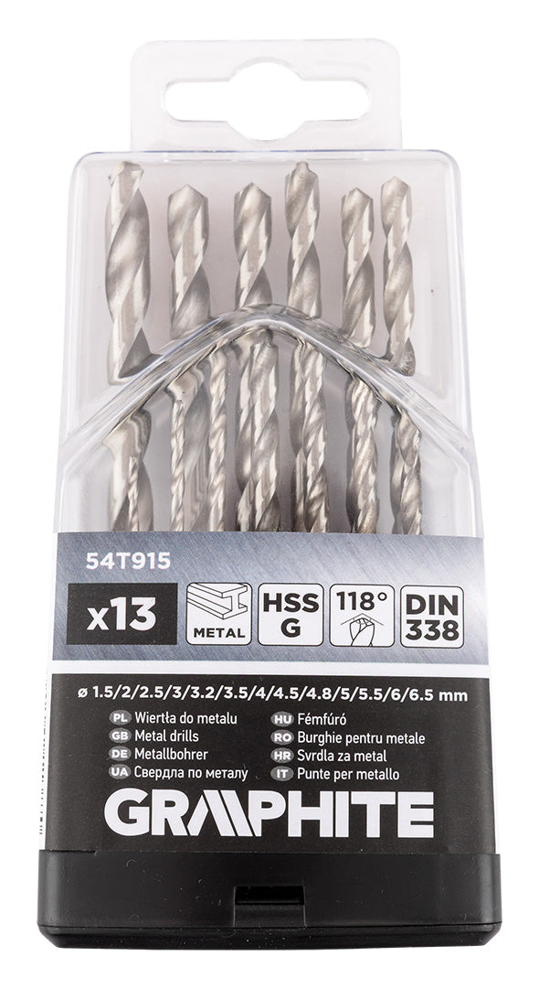 Vrtáky do kovu HSS-G, 1,5-6,5 mm, sada 13 ks. od GRAPHITE nájdeš na naravis.sk