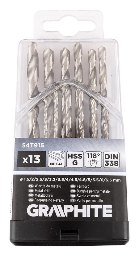 Vrtáky do kovu HSS-G, 1,5-6,5 mm, sada 13 ks. od GRAPHITE nájdeš na naravis.sk