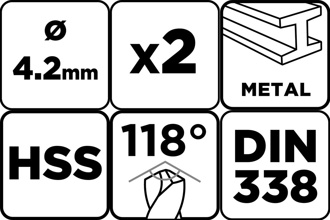Vrtáky do kovu HSS, DIN 338, 4,2 mm, 2 ks. od GRAPHITE nájdeš na naravis.sk