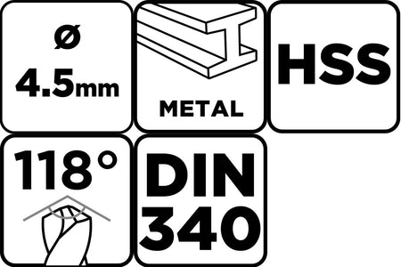 Vrták do kovu HSS, DIN 340, výsuvný, 4,5 mm od GRAPHITE nájdeš na naravis.sk