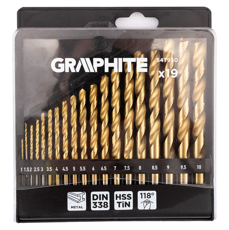 Vrtáky do kovu HSS TiN, 1 - 10 mm, sada 19 ks. od GRAPHITE nájdeš na naravis.sk