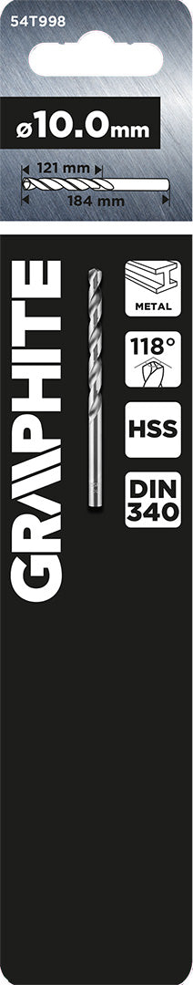 Vrták do kovu HSS, DIN 340, výsuvný, 10 mm od GRAPHITE nájdeš na naravis.sk