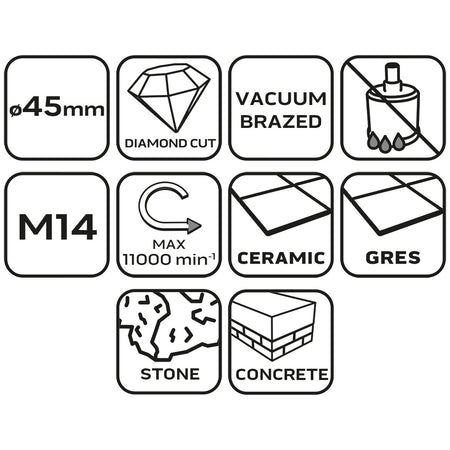 Diamantová dierovacia píla 45 mm x M14 od NEO TOOLS nájdeš na naravis.sk