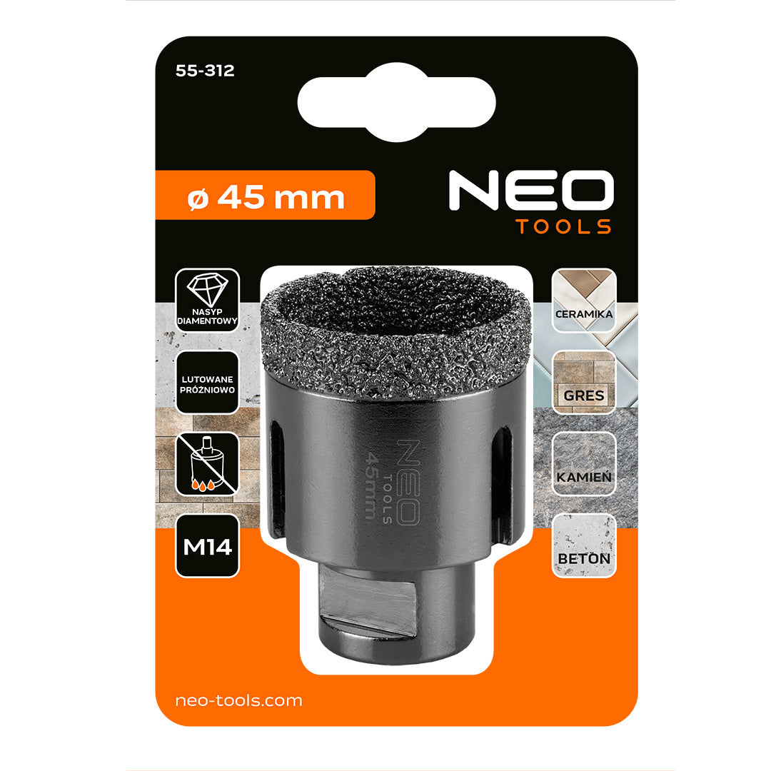 Diamantová dierovacia píla 45 mm x M14 od NEO TOOLS nájdeš na naravis.sk