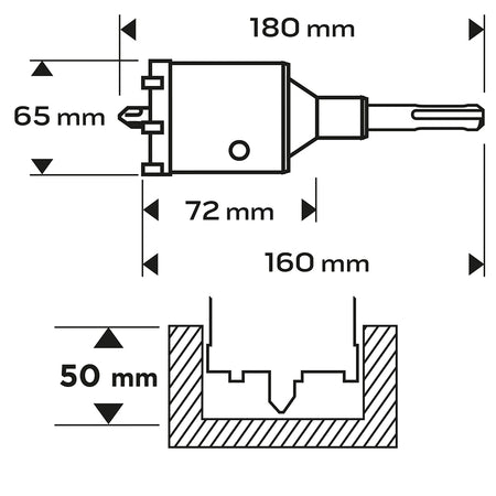 Vidlicová píla na diery 65 mm s adaptérom SDS+ a pilotným vrtákom od NEO TOOLS nájdeš na naravis.sk