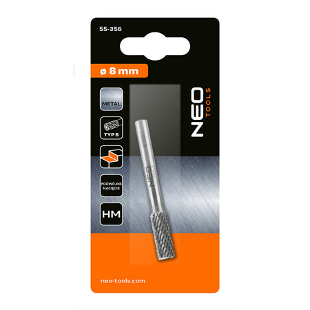 HM fréza na rezanie kovov, typ B (valcová s nožmi na vrchu), 8 x 20 mm, stopka 6 x 45 mm od NEO TOOLS nájdeš na naravis.sk