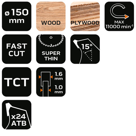 Pilový kotúč, šírka 150 x 10 mm, 1,6 mm , 24 zubov, Energy+ od NEO TOOLS nájdeš na naravis.sk