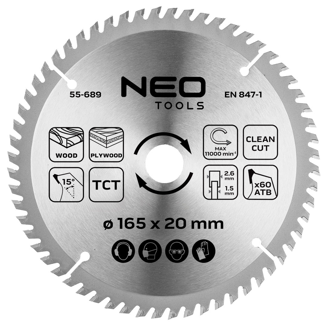 Pilový kotúč, ponorný, široký, 165 x 1,5 x 2,6 x 20 mm, 60 zubov od NEO TOOLS nájdeš na naravis.sk