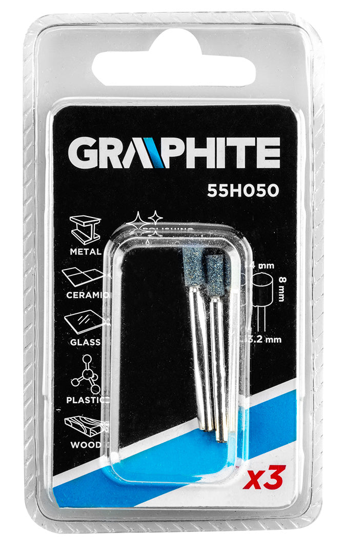 Brúsny kameň valcový 4 x 8 mm, stopka 3,2 mm, 3 ks od GRAPHITE nájdeš na naravis.sk