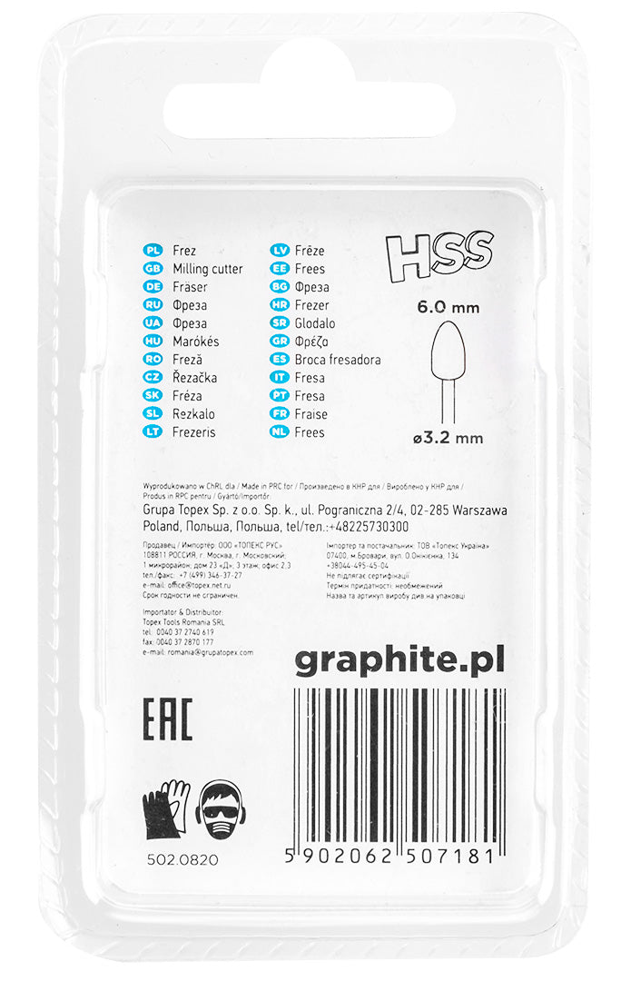 Fréza HSS guľa 6,0 mm, stopka 3,2 mm, 2 ks. od GRAPHITE nájdeš na naravis.sk