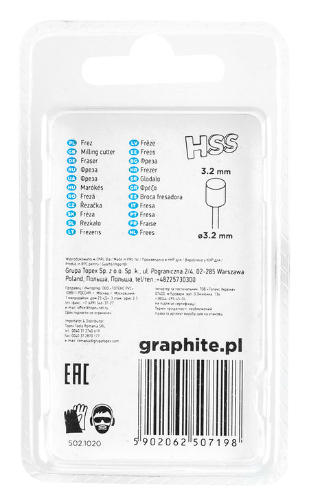 HSS fréza valcová 3,2 mm, stopka 3,2 mm, 2 ks. od GRAPHITE nájdeš na naravis.sk